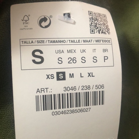 𝅺zara Green Faux Leather Mini Skirt Size Small - Picture 10 of 10